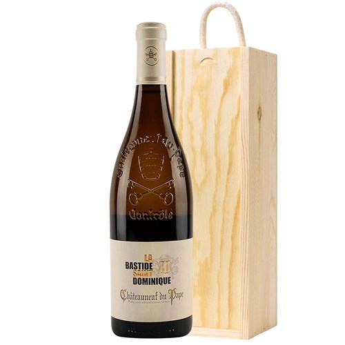 La Bastide, St Dominique Chateauneuf-de-Pape Blanc 75cl White Wine In Pine Wooden Gift Box